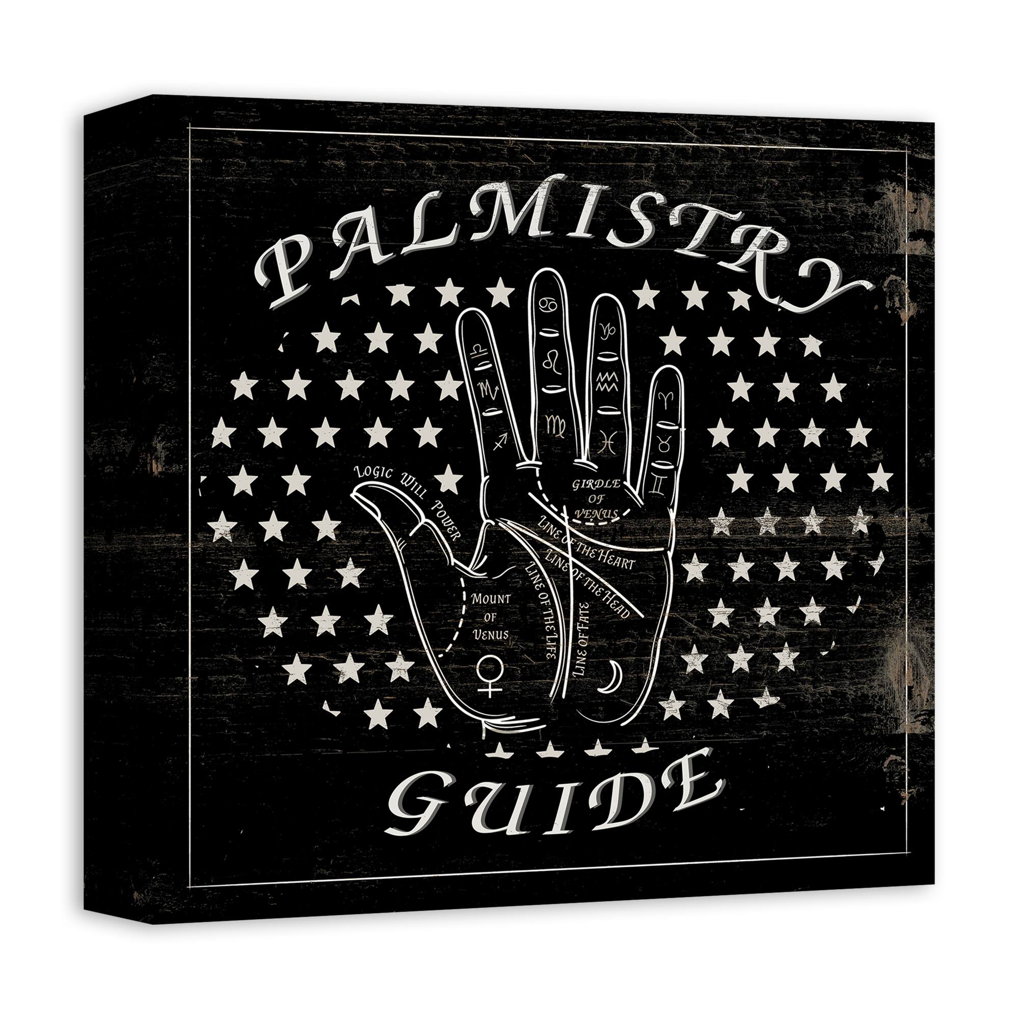 Black Palmistry Guide Canvas Wall Art
